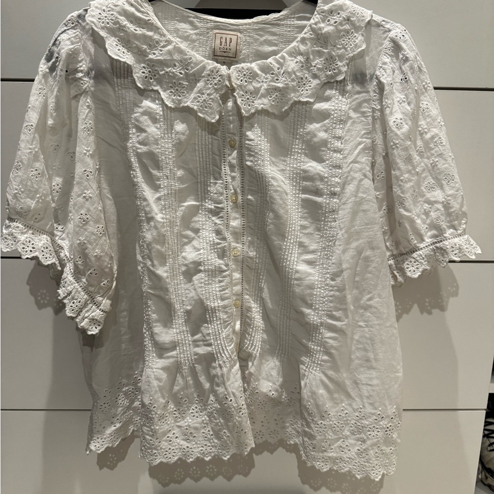 Gap x DOEN White Eyelet Lace Blouse